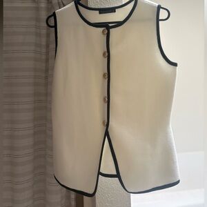 Elegant White Vest with Black Accents
